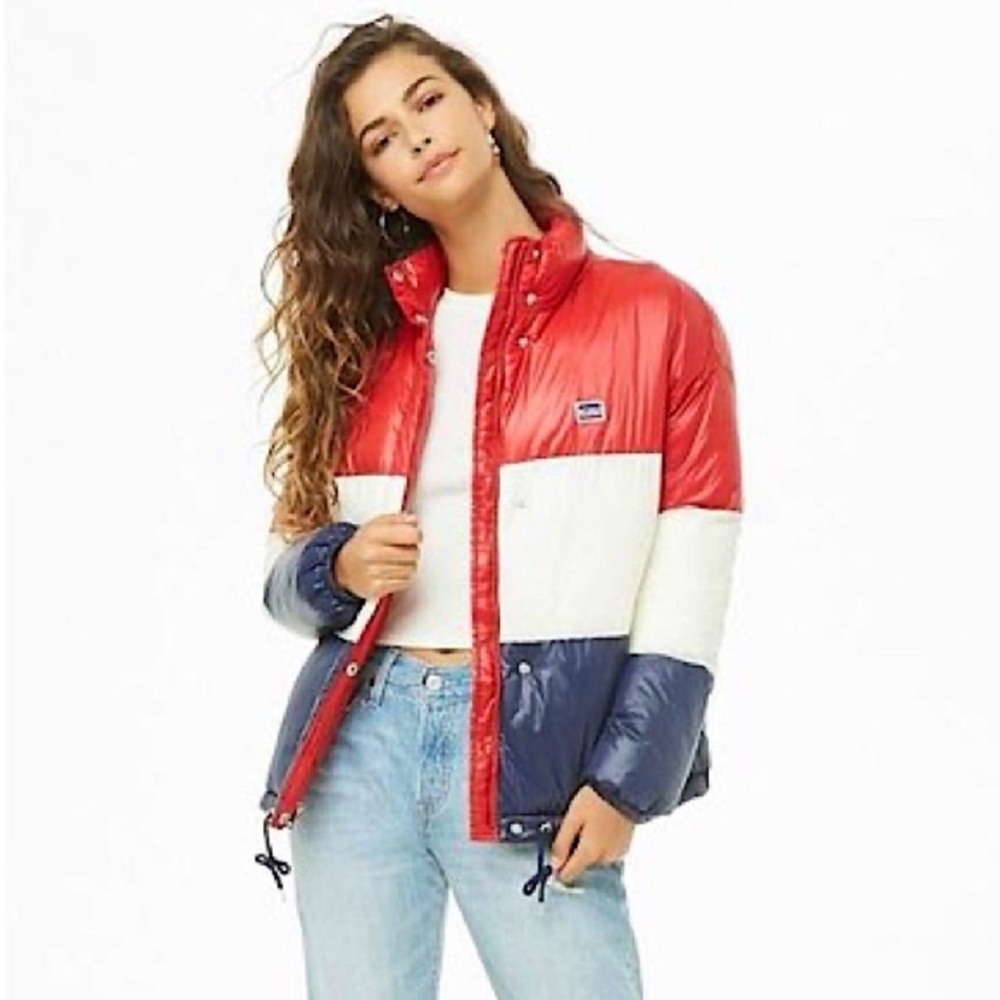 Levi’s striped colorblock sam cropped puffer jacket size xl - Picture 10 of 12